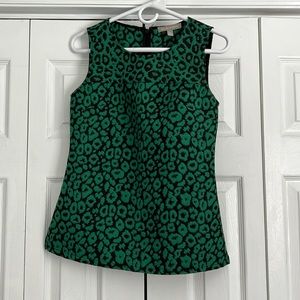 Green Animal Print Tank-top with zipper on back